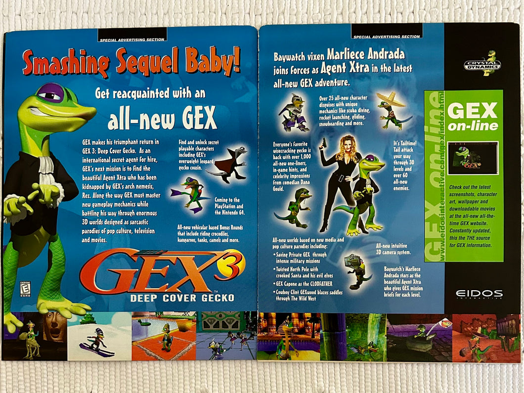 Gex 3: Deep Cover Gecko - PlayStation - Original Vintage Advertisement - Print Ads - Laminated A3 Poster