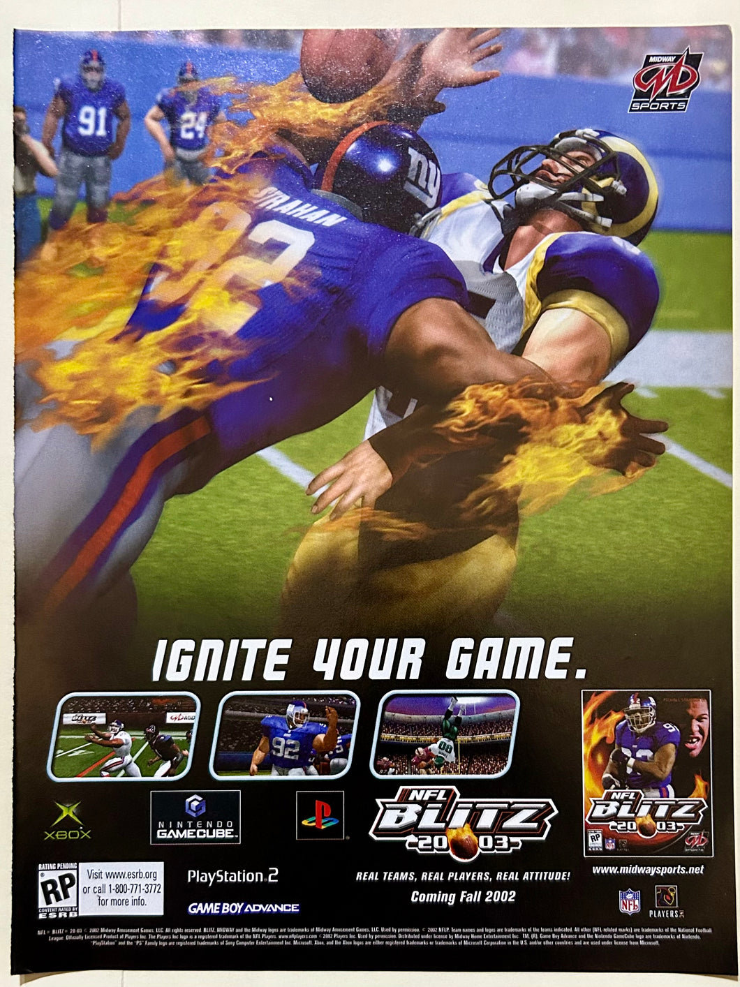 NFL Blitz 2003 - PS2 Xbox NGC GBA - Original Vintage Advertisement - Print Ads - Laminated A4 Poster