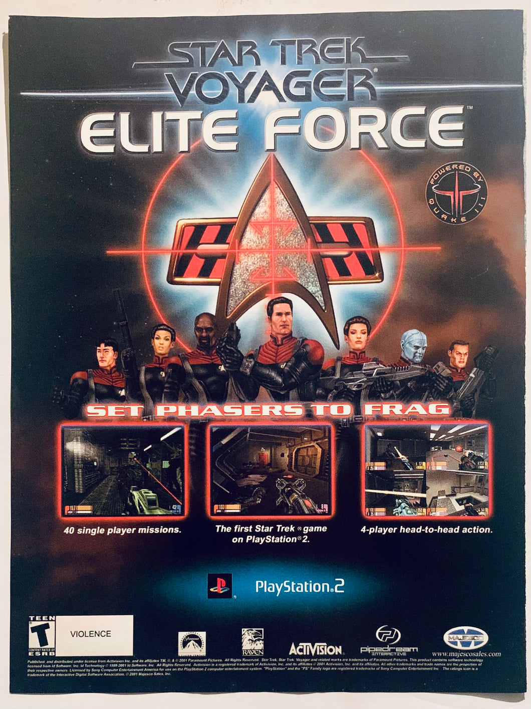 Star Trek Voyager: Elite Force - PS2 - Original Vintage Advertisement - Print Ads - Laminated A4 Poster