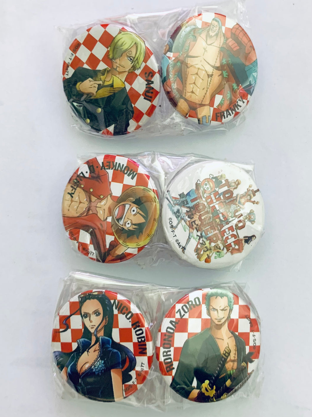 One Piece - Luffy, Zoro, Sanji, Robin & Franky - Can Badge Set - Tokyo OP Tower (6 Pcs)