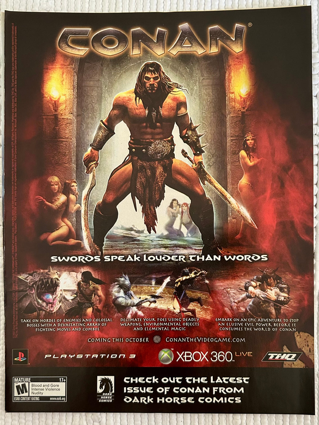 Conan - Xbox 360 PS3 - Original Vintage Advertisement - Print Ads - Laminated A4 Poster