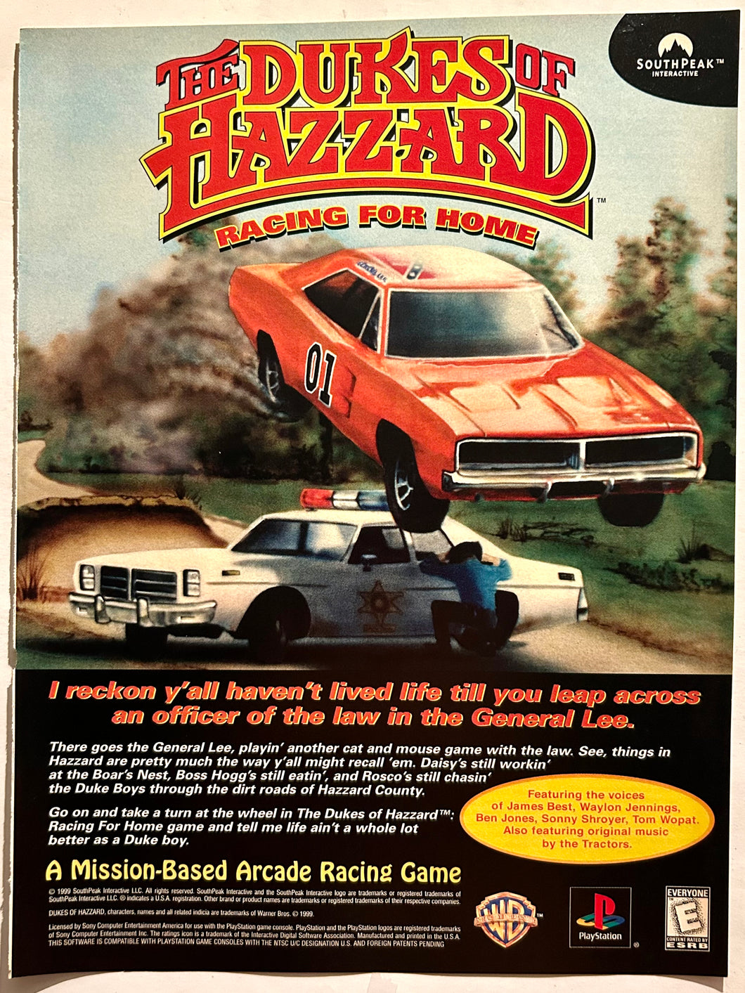 The Dukes of Hazard: Racing for Home - PlayStation - Original Vintage Advertisement - Print Ads - Laminated A4 Poster