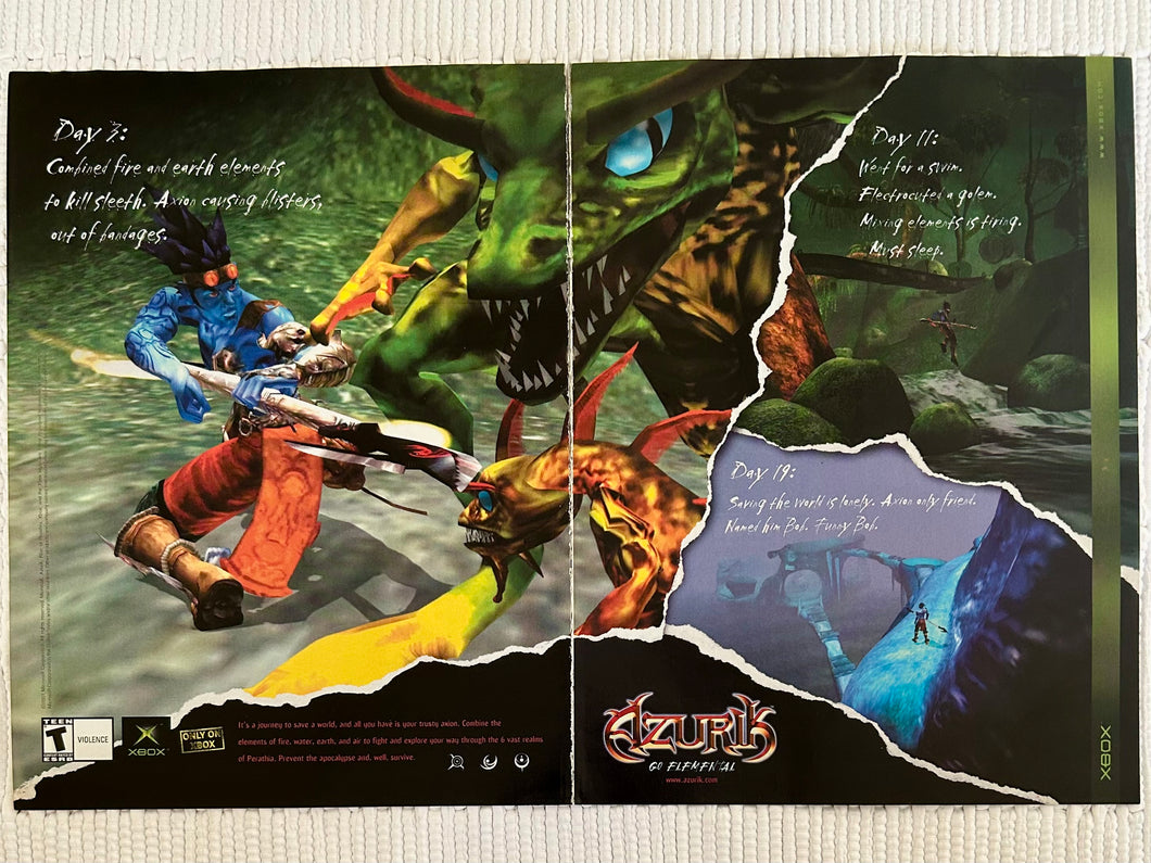 Azurik: Rise of Perathia - Xbox - Original Vintage Advertisement - Print Ads - Laminated A3 Poster