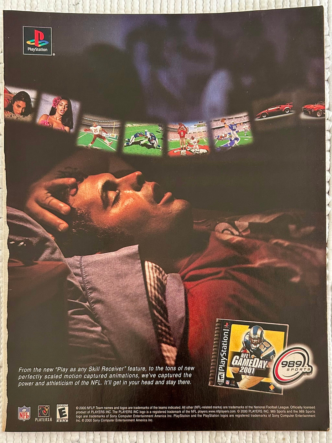 NFL GameDay 2001 - PlayStation - Original Vintage Advertisement - Print Ads - Laminated A4 Poster