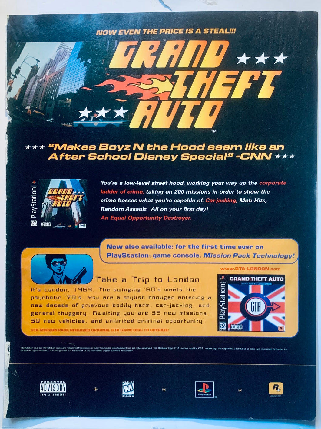 Grand Theft Auto - PlayStation - Original Vintage Advertisement - Print Ads - Laminated A4 Posterm my