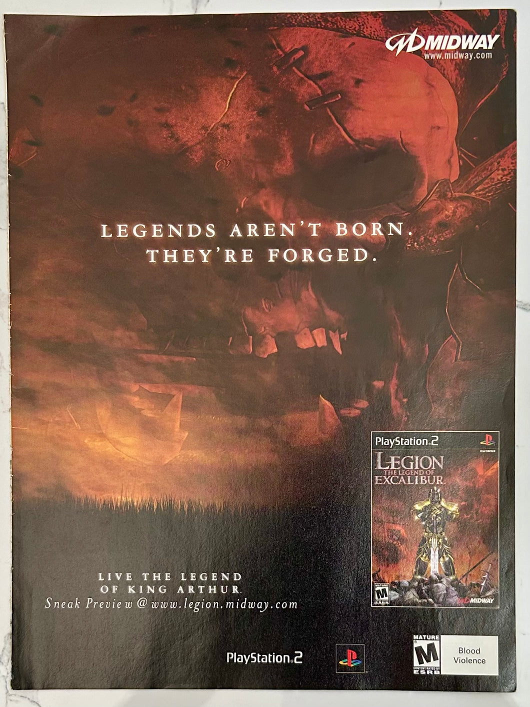 Legion: The Legend of Excalibur - PS2 - Original Vintage Advertisement - Print Ads - Laminated A4 Poster