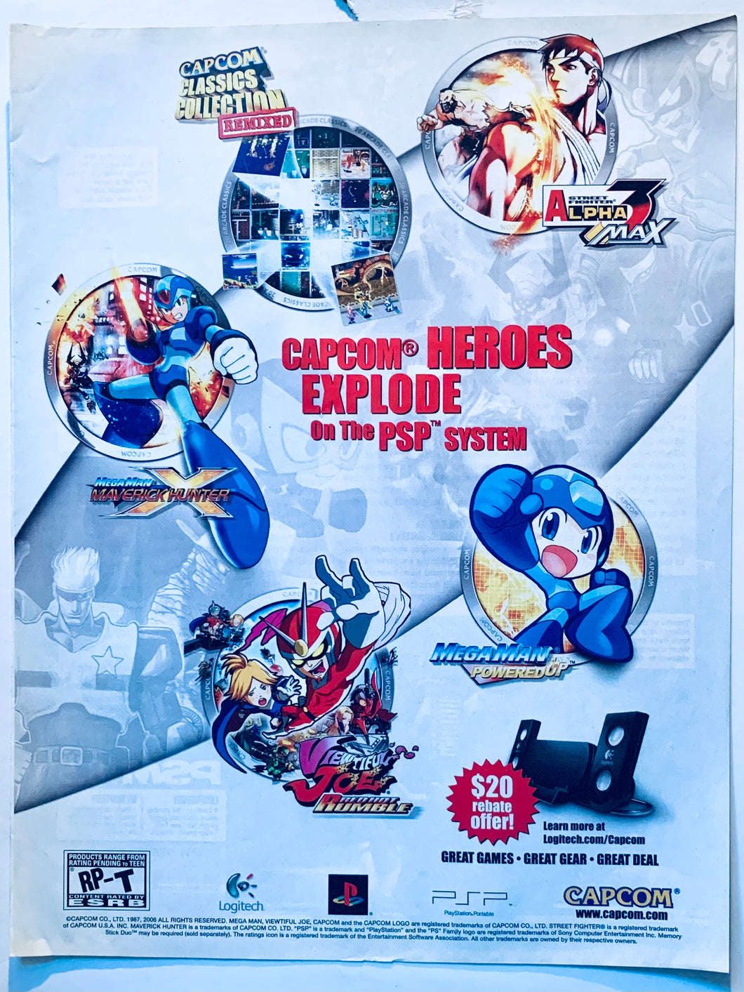 Capcom Classics Collection Remixed - PSP - Original Vintage Advertisement - Print Ads - Laminated A4 Poster