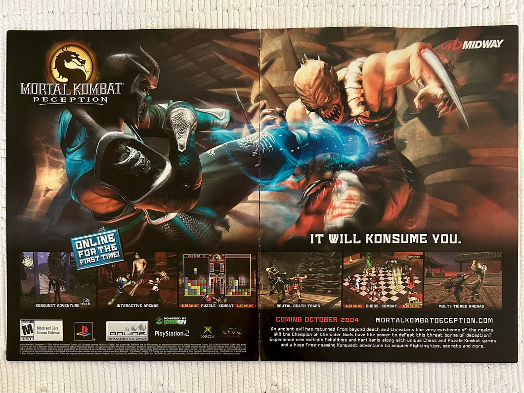 Mortal Kombat Deception - PS2 Xbox - Original Vintage Advertisement - Print Ads - Laminated A3 Poster