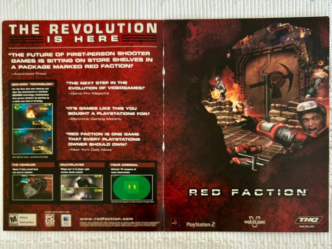Red Faction - PS2 PC - Original Vintage Advertisement - Print Ads - Laminated A3 Poster