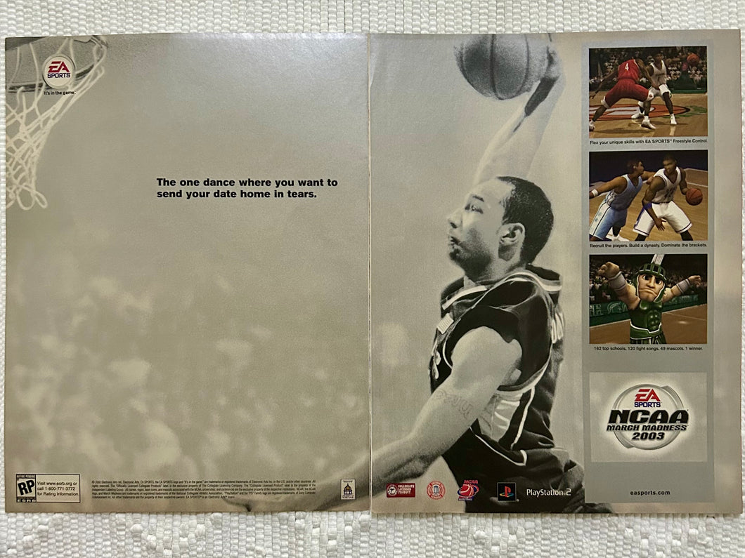 NCAA March Madness 2003 - PS2 - Original Vintage Advertisement - Print Ads - Laminated A3 Poster
