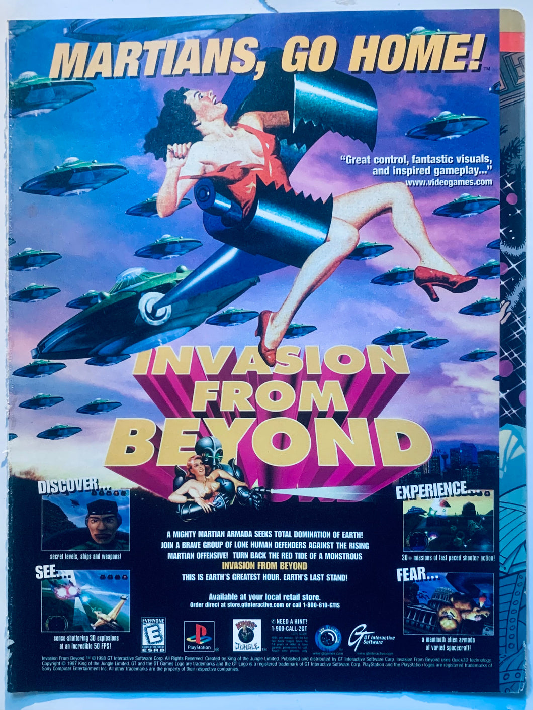 Invasion from Beyond - PlayStation - Original Vintage Advertisement - Print Ads - Laminated A4 Poster