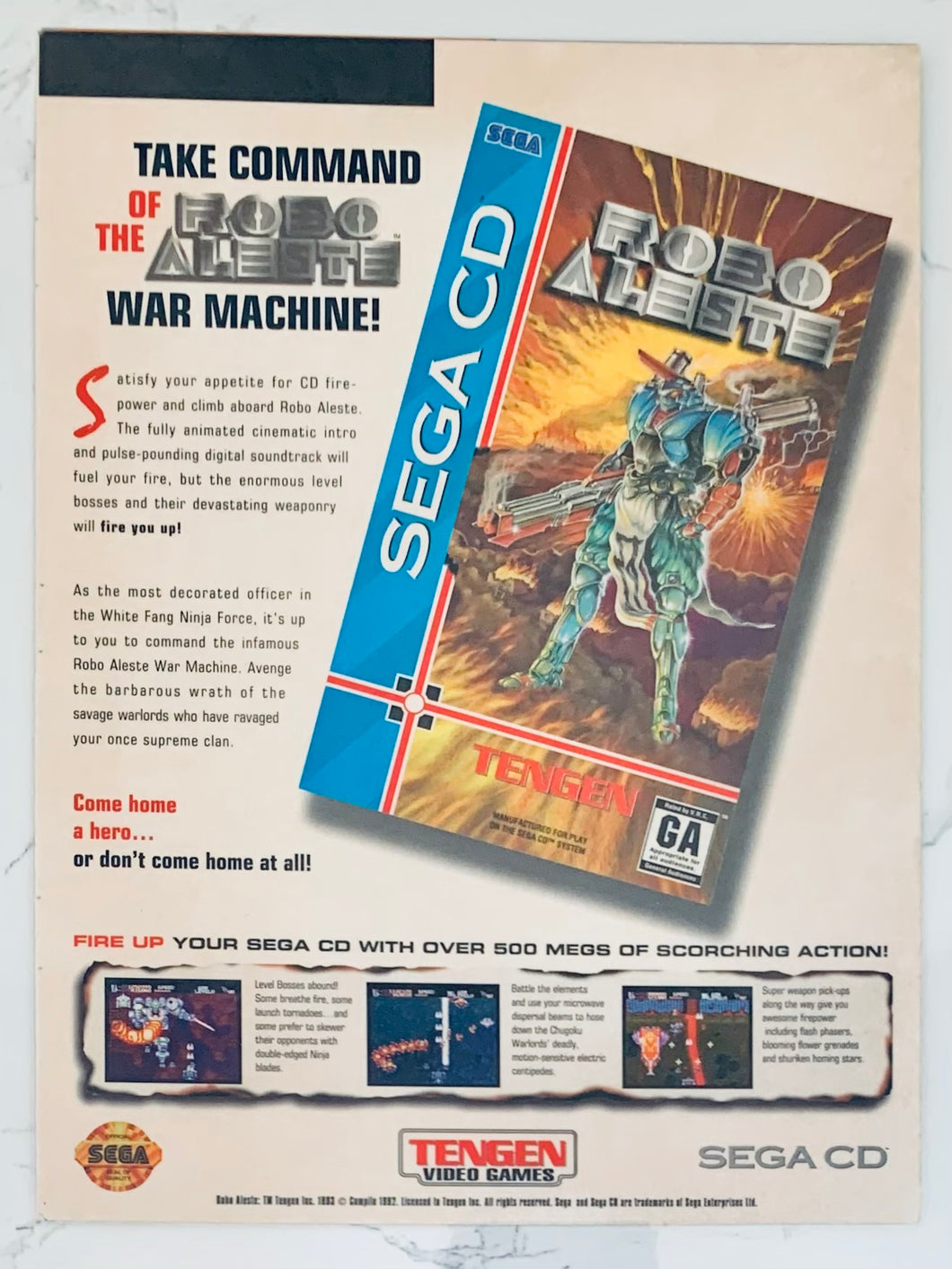 Robo Aleste - SEGA CD - Original Vintage Advertisement - Print Ads - Laminated A4 Poster