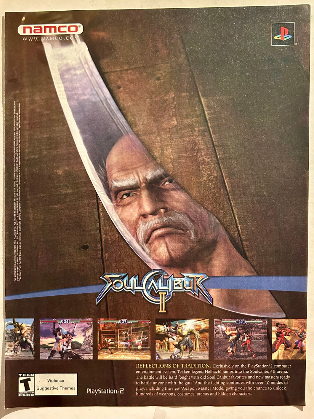 Soul Calibur II - PS2 - Original Vintage Advertisement - Print Ads - Laminated A4 Poster