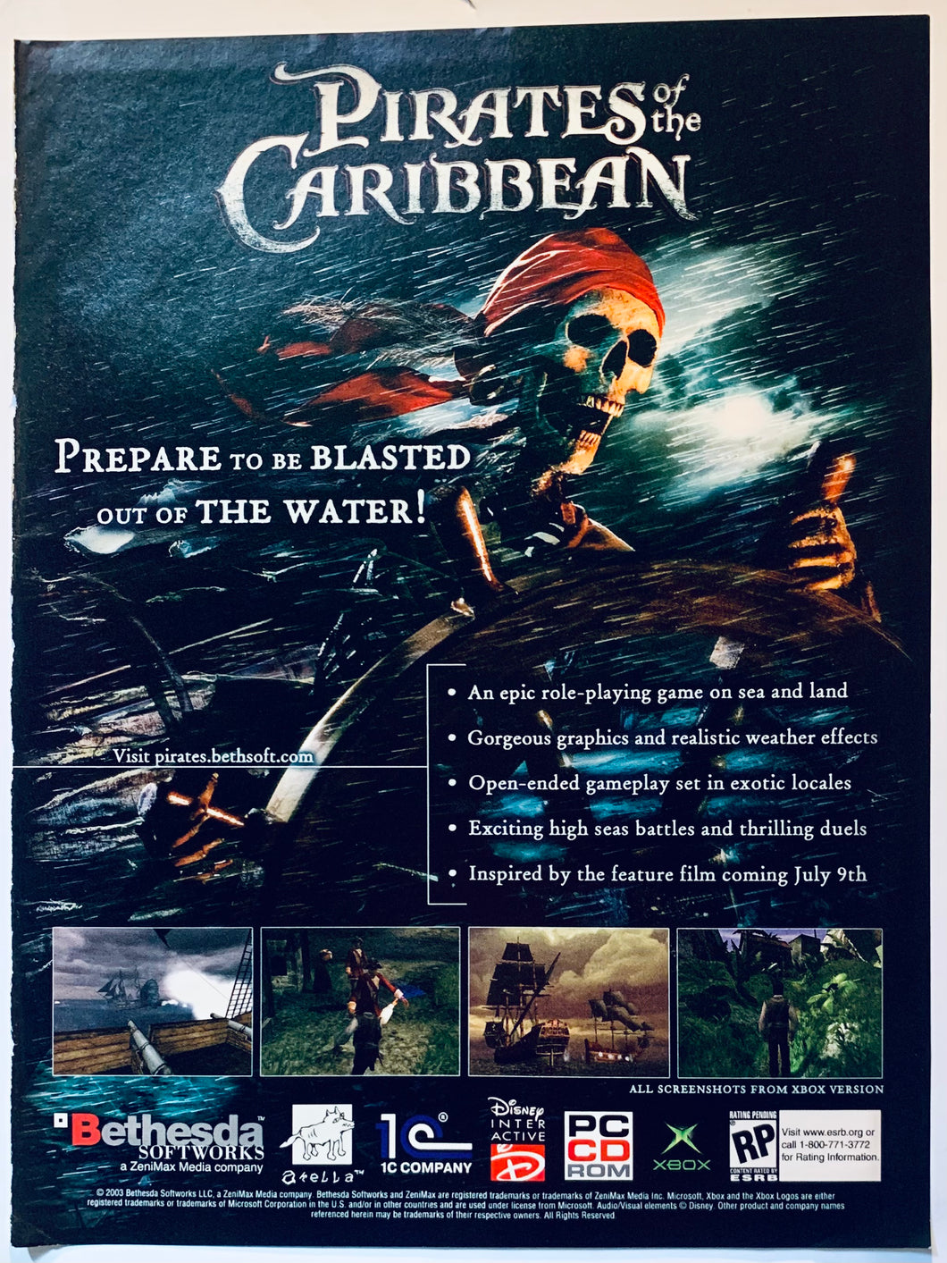 Pirates of the Caribbean - Xbox PC - Original Vintage Advertisement - Print Ads - Laminated A4 Poster