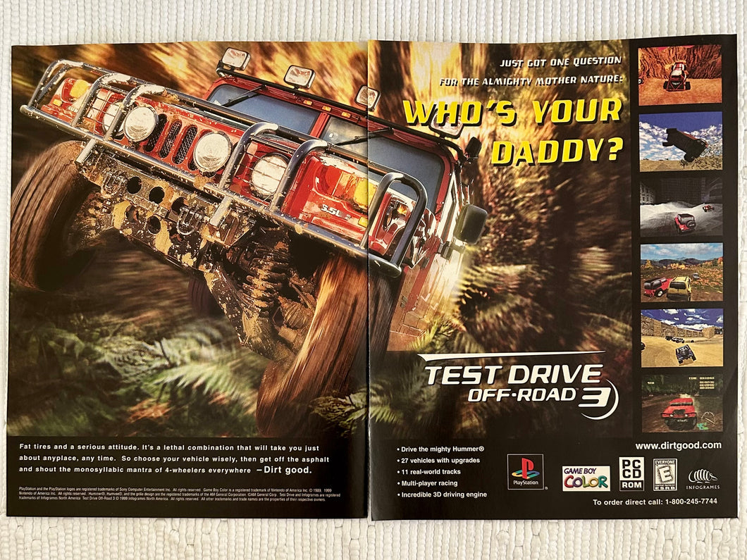 Test Drive: Off-Road 3 - PlayStation GBC PC - Original Vintage Advertisement - Print Ads - Laminated A3 Poster