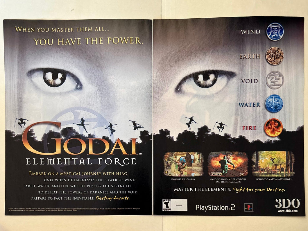 GoDai: Elemental Force - PS2 - Original Vintage Advertisement - Print Ads - Laminated A3 Poster