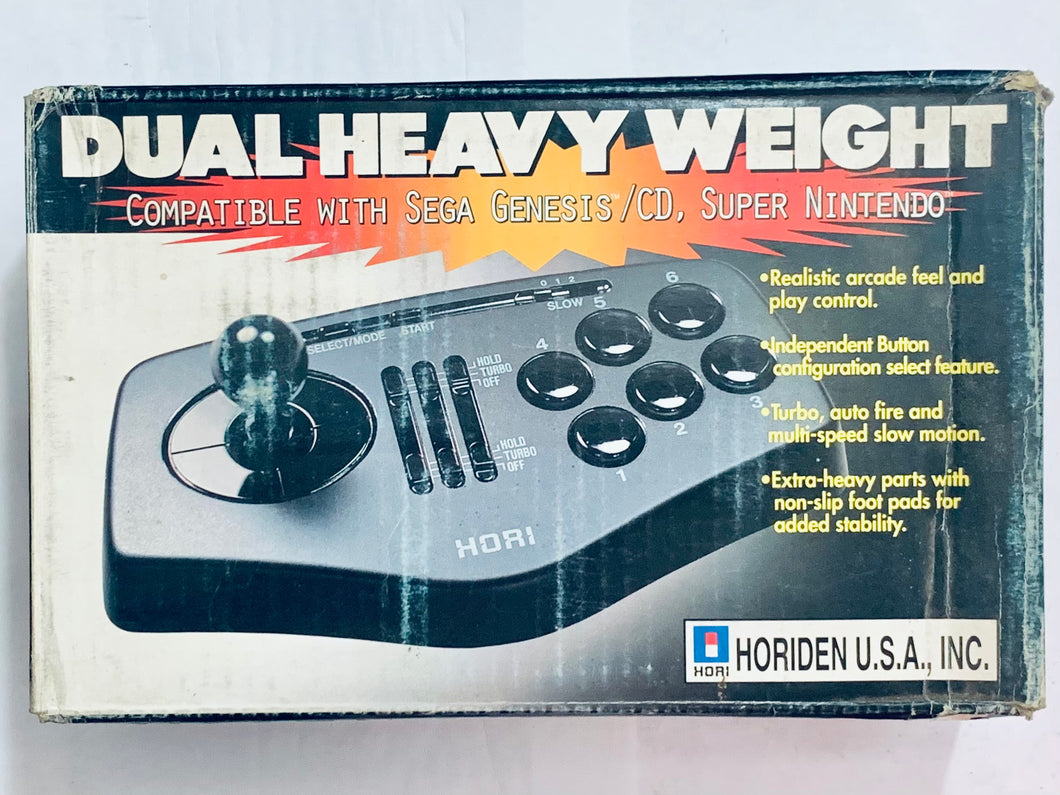 HORI Fighting Stick / Heavy Weight Dual Controller - Sega Genesis / CD / SNES - Arcade Joystick - Vintage - CIB - US ver. (HDJ-07)