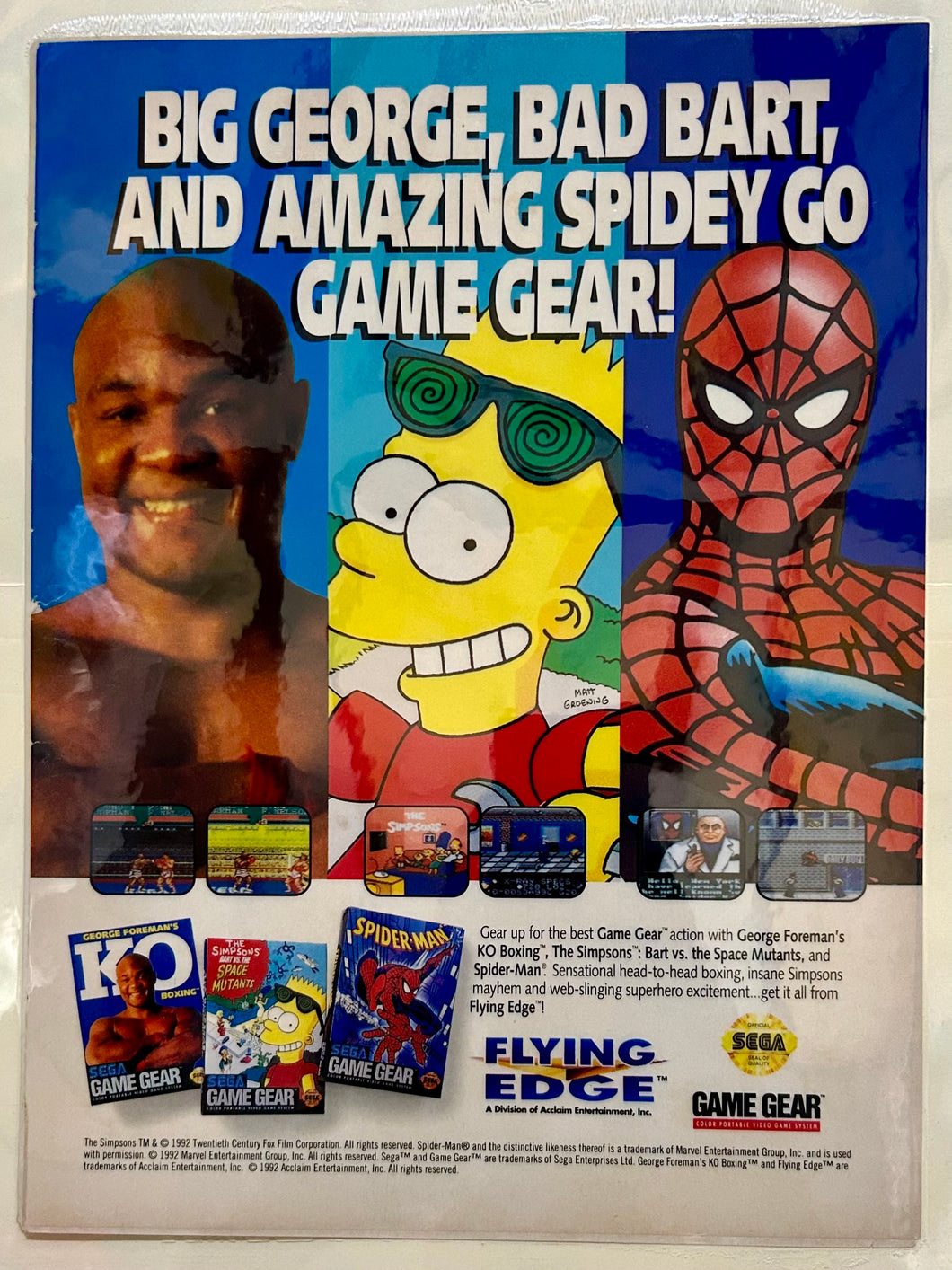 Flying Edge Games - Game Gear - Original Vintage Advertisement - Print Ads - Laminated A4 Poster