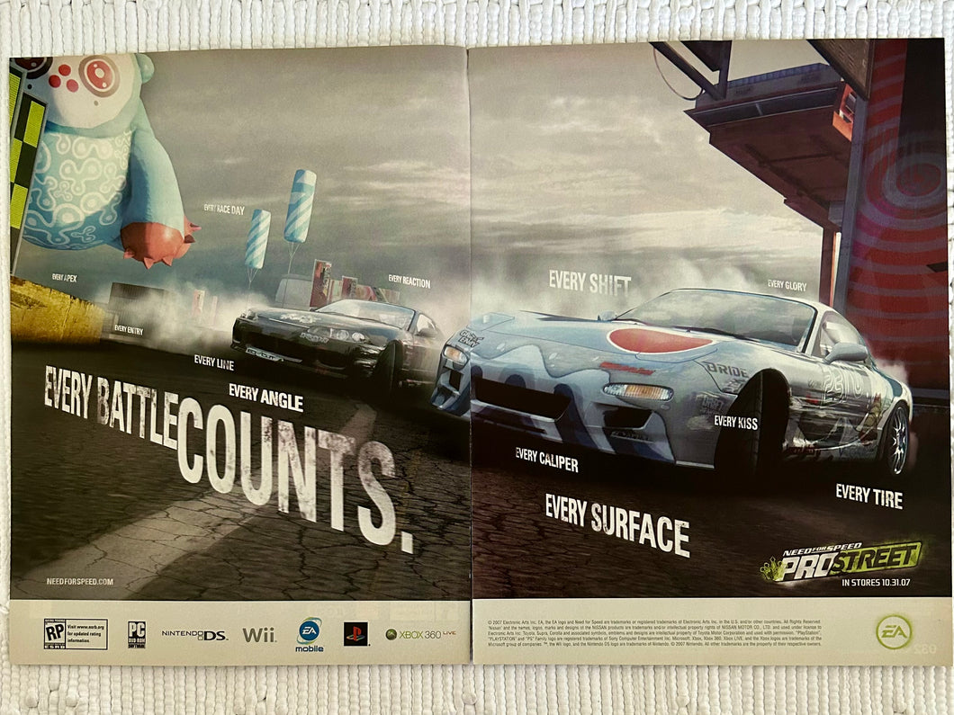 Need for Speed: Pro Street - PS3 Xbox 360 Wii NDS PC - Original Vintage Advertisement - Print Ads - Laminated A3 Poster