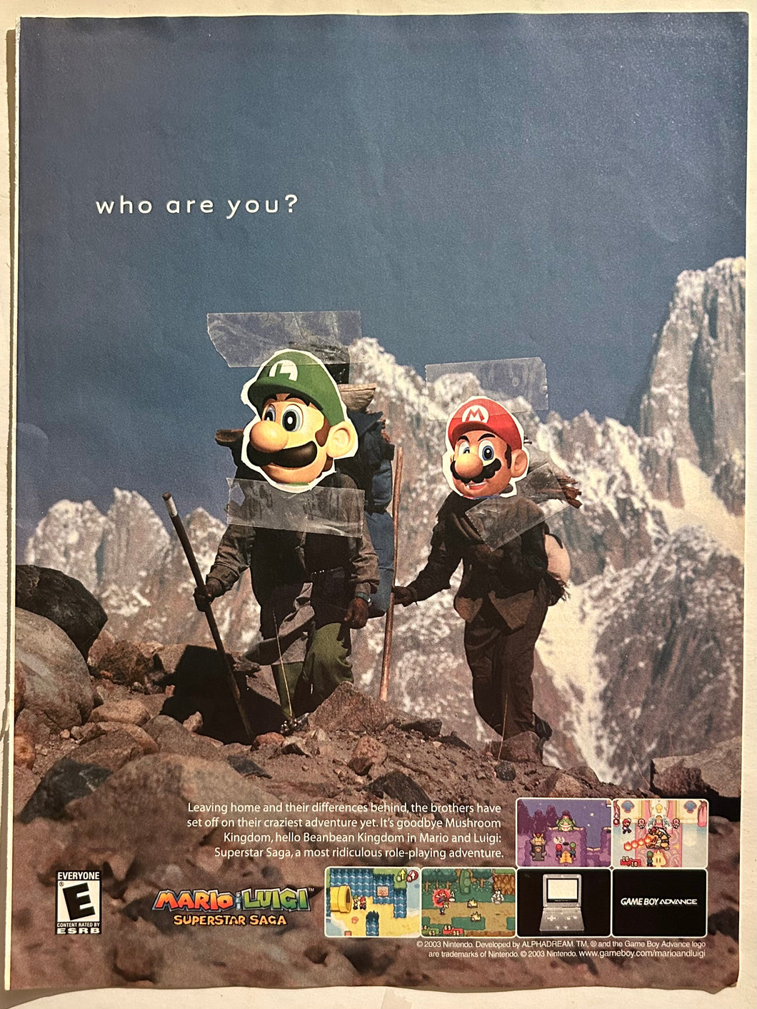 Mario & Luigi Superstar Saga - GBA - Original Vintage Advertisement - Print Ads - Laminated A4 Poster