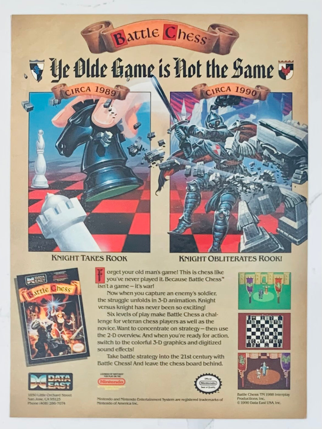 Battle Chess - NES - Original Vintage Advertisement - Print Ads - Laminated A4 Poster