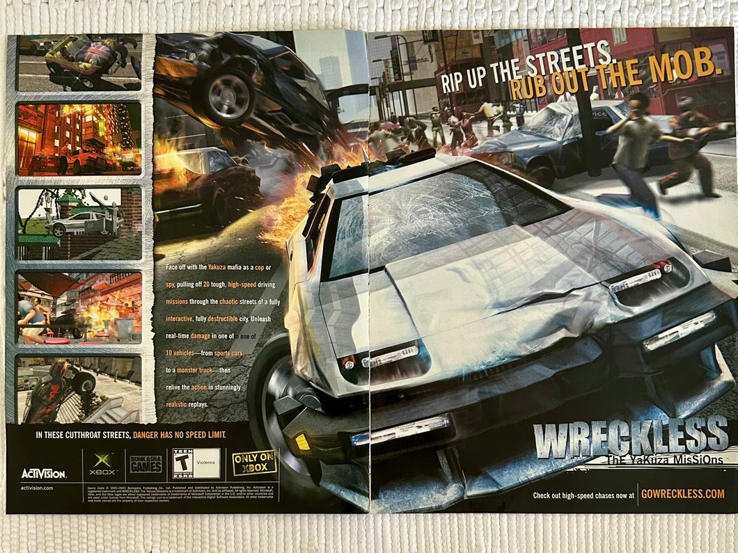 Wreckless: The Yakuza Missions - Xbox - Original Vintage Advertisement - Print Ads - Laminated A3 Poster