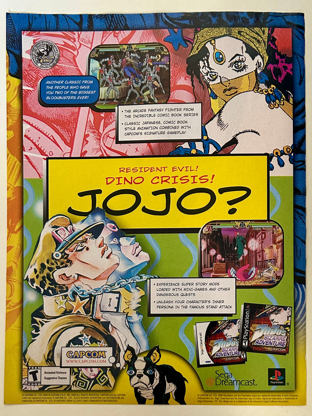JoJo's Bizarre Adventure - PS1 Dreamcast - Original Vintage Advertisement - Print Ads - Laminated A4 Poster