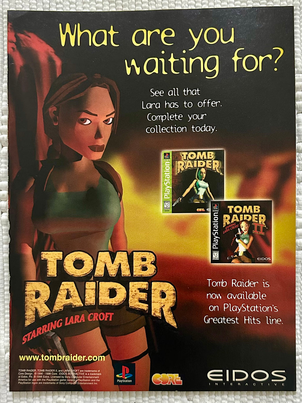 Tomb Raider I & II - PlayStation - Original Vintage Advertisement - Print Ads - Laminated A4 Poster