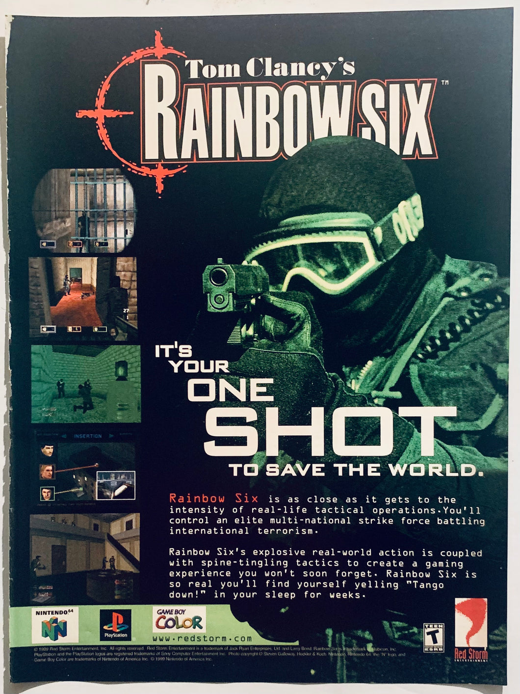 Tom Clancy’s Rainbow Six - PS1 N64 GBC - Original Vintage Advertisement - Print Ads - Laminated A4 Poster