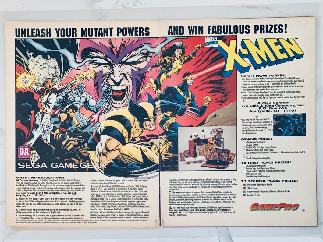 X-Men - SEGA Game Gear - Original Vintage Advertisement - Print Ads - Laminated A3 Poster