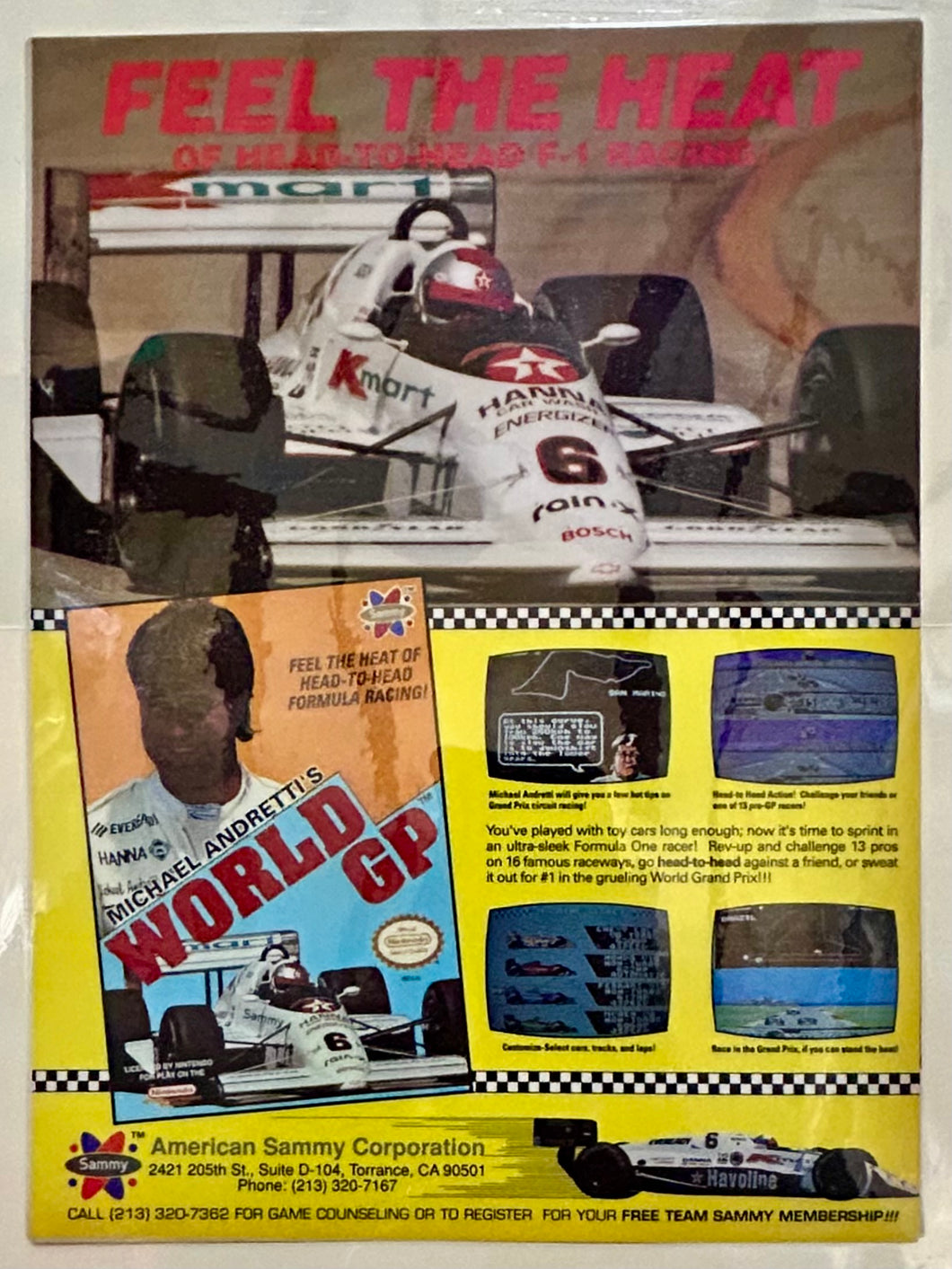 Michael Andretti's World GP - NES - Original Vintage Advertisement - Print Ads - Laminated A4 Poster