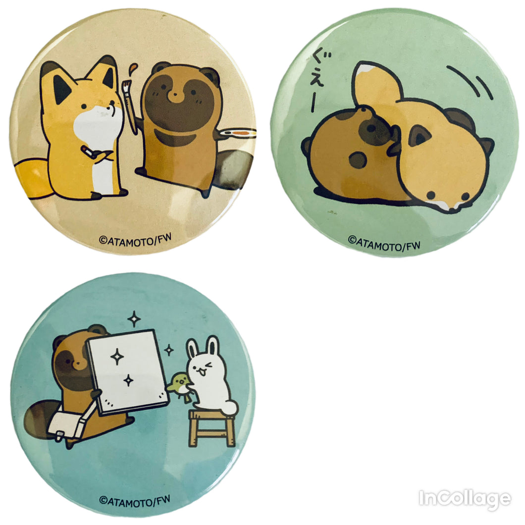 Tanuki to Kitsune - Kitsune & Tanuki - Can Badge Set (3 Pcs)