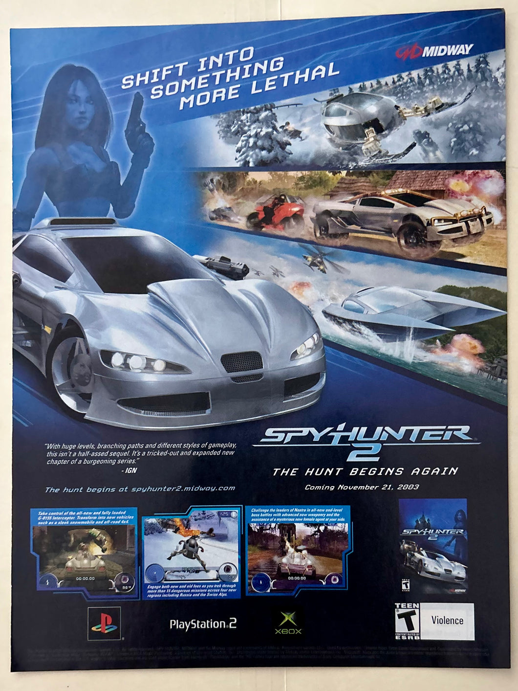 Spy Hunter 2 - PS2 Xbox - Original Vintage Advertisement - Print Ads - Laminated A4 Poster