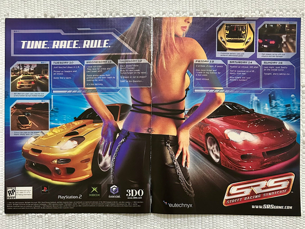 Street Racing Syndicate - PS2 Xbox NGC - Original Vintage Advertisement - Print Ads - Laminated A3 Poster