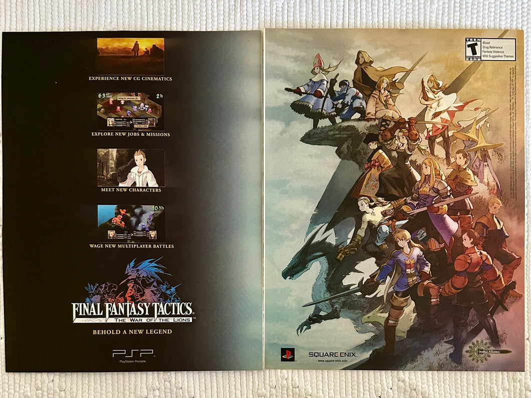 Final Fantasy Tactics: The War of the Lions - PSP - Original Vintage Advertisement - Print Ads - Laminated A3 Poster