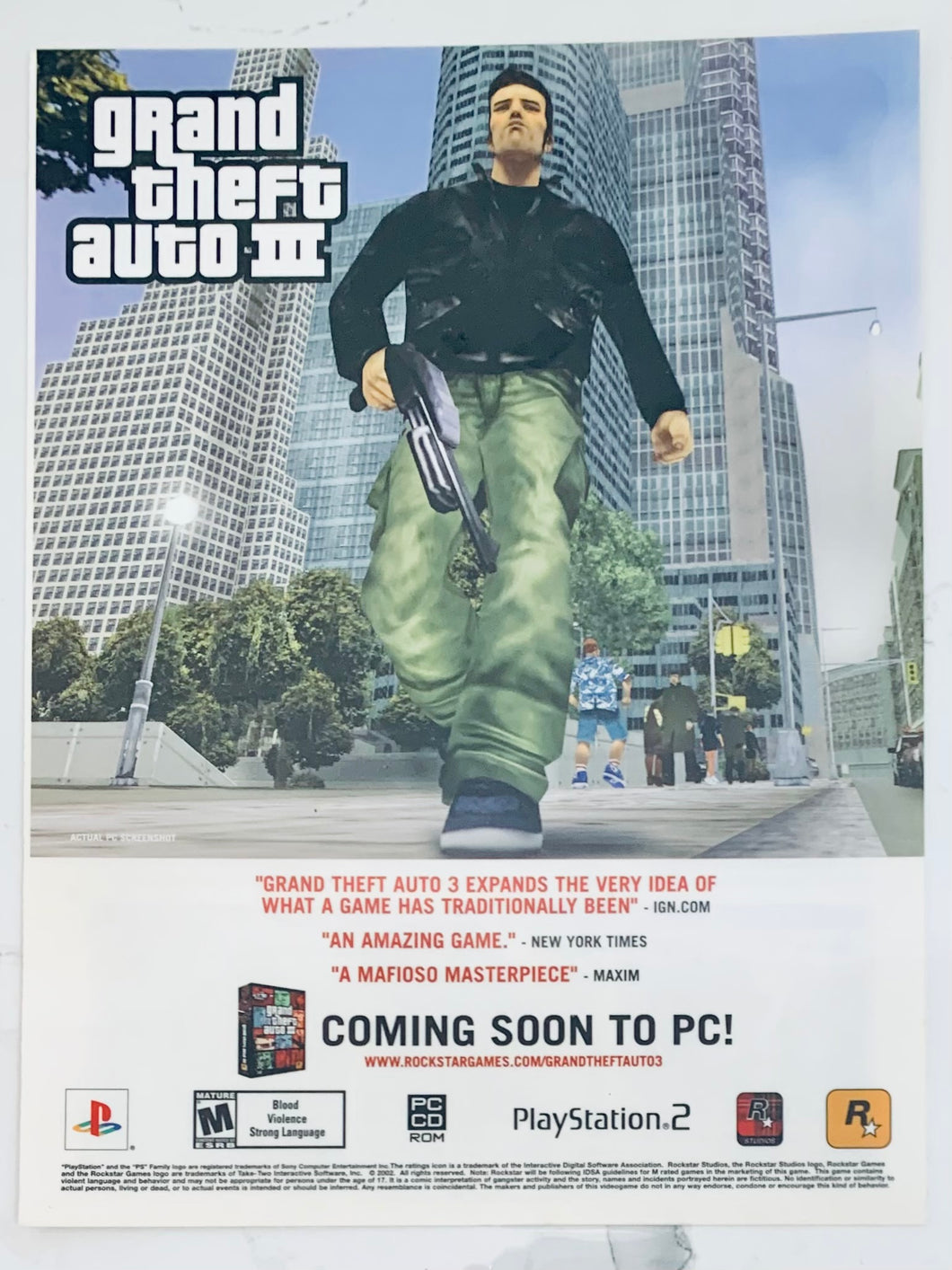 Grand Theft Auto III - PS2 - Original Vintage Advertisement - Print Ads - Laminated A4 Poster