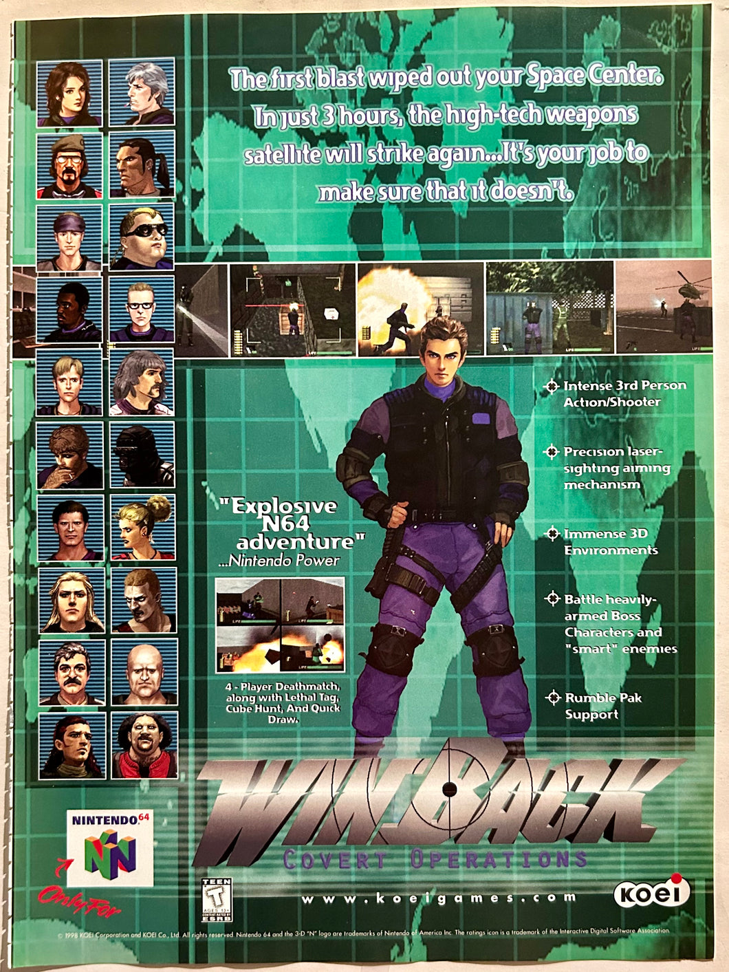 WinBack: Covert Operations - N64 - Original Vintage Advertisement - Print Ads - Laminated A4 Poster