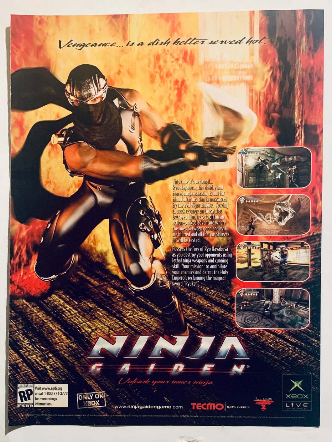 Ninja Gaiden - Xbox - Original Vintage Advertisement - Print Ads - Laminated A4 Poster