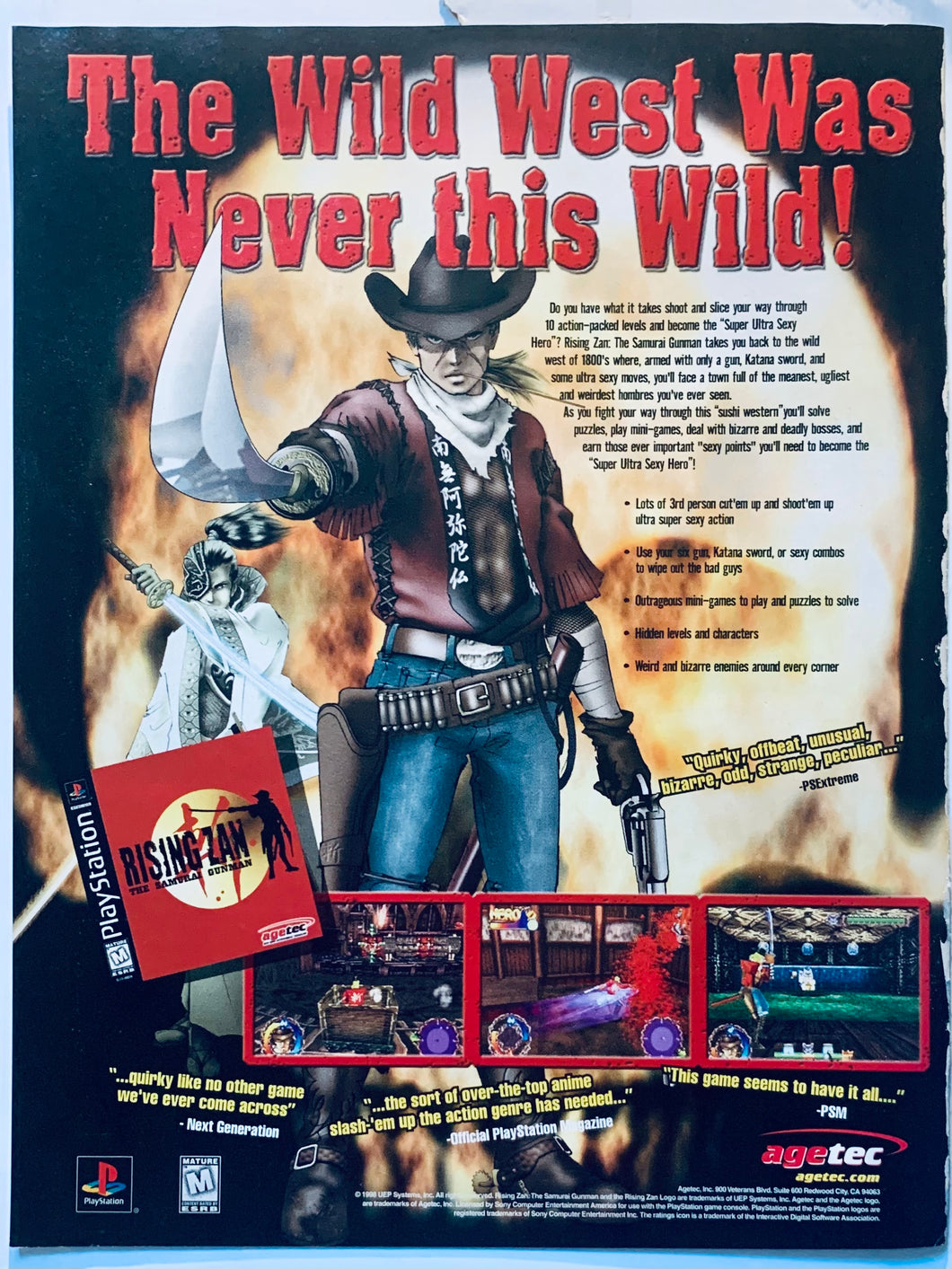 Rising Zan: The Samurai Gunman - PlayStation - Original Vintage Advertisement - Print Ads - Laminated A4 Poster