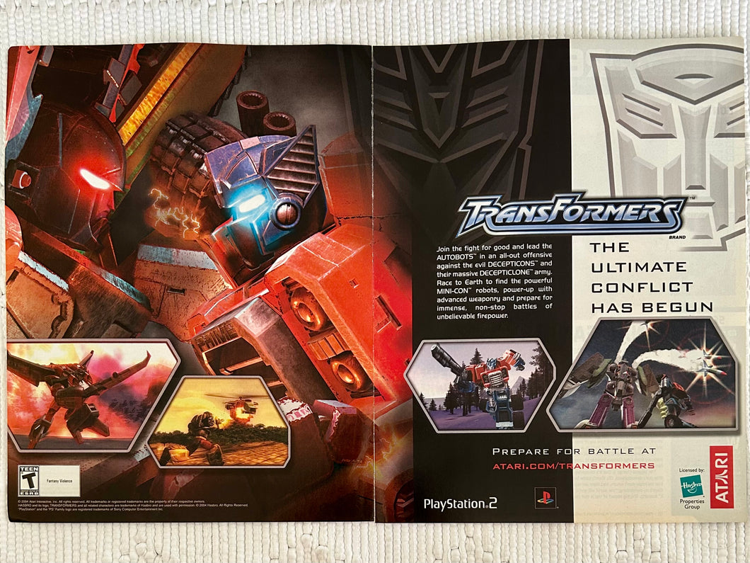 Transformers - PS2 - Original Vintage Advertisement - Print Ads - Laminated A3 Poster