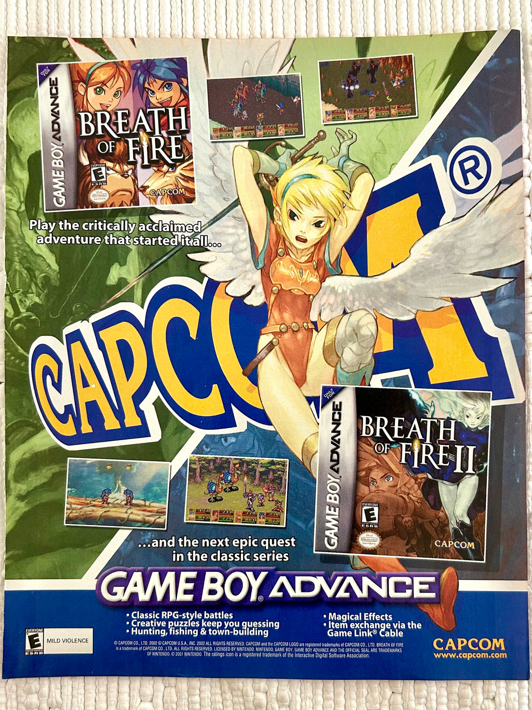 Breath of Fire I & II - GBA - Original Vintage Advertisement - Print Ads - Laminated A4 Poster