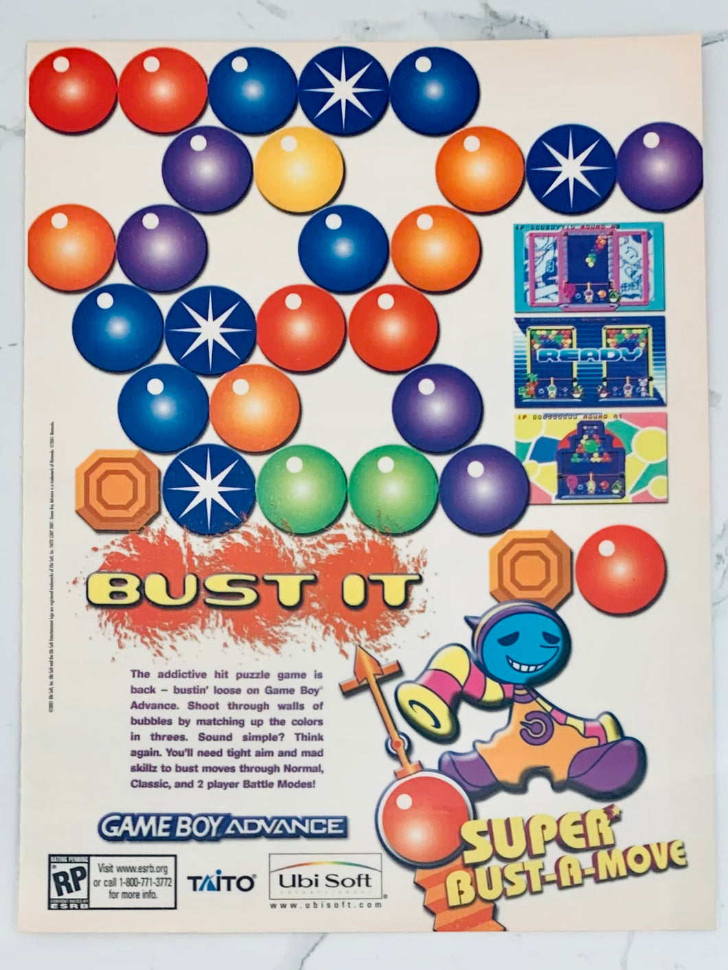 Super Bust-A-Move - GBA - Original Vintage Advertisement - Print Ads - Laminated A4 Poster