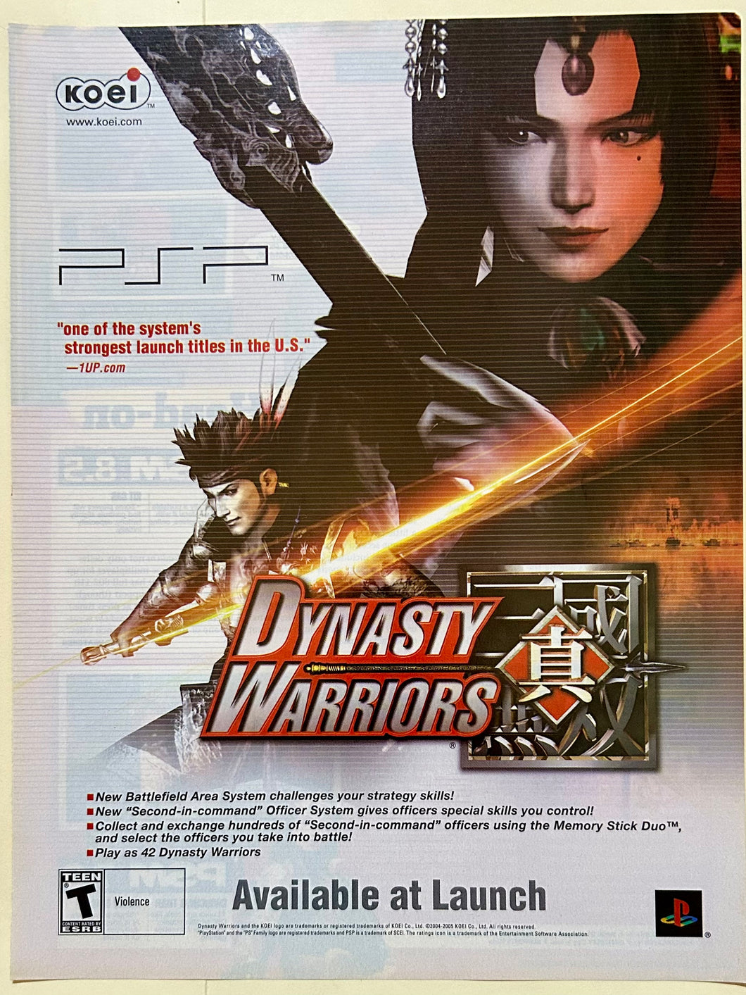 Dynasty Warriors - PSP - Original Vintage Advertisement - Print Ads - Laminated A4 Poster