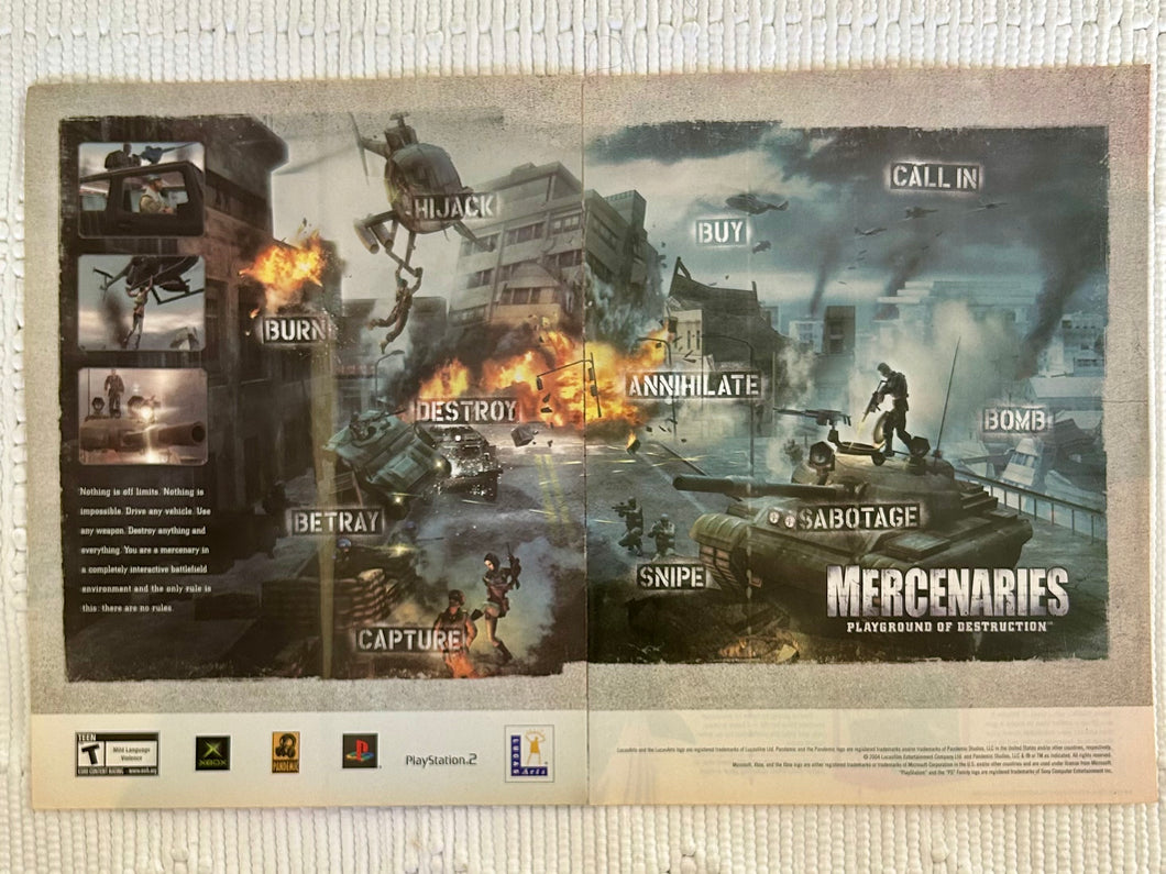 Mercenaries: Playground of Destruction - PS2 Xbox - Original Vintage Advertisement - Print Ads - Laminated A3 Poster