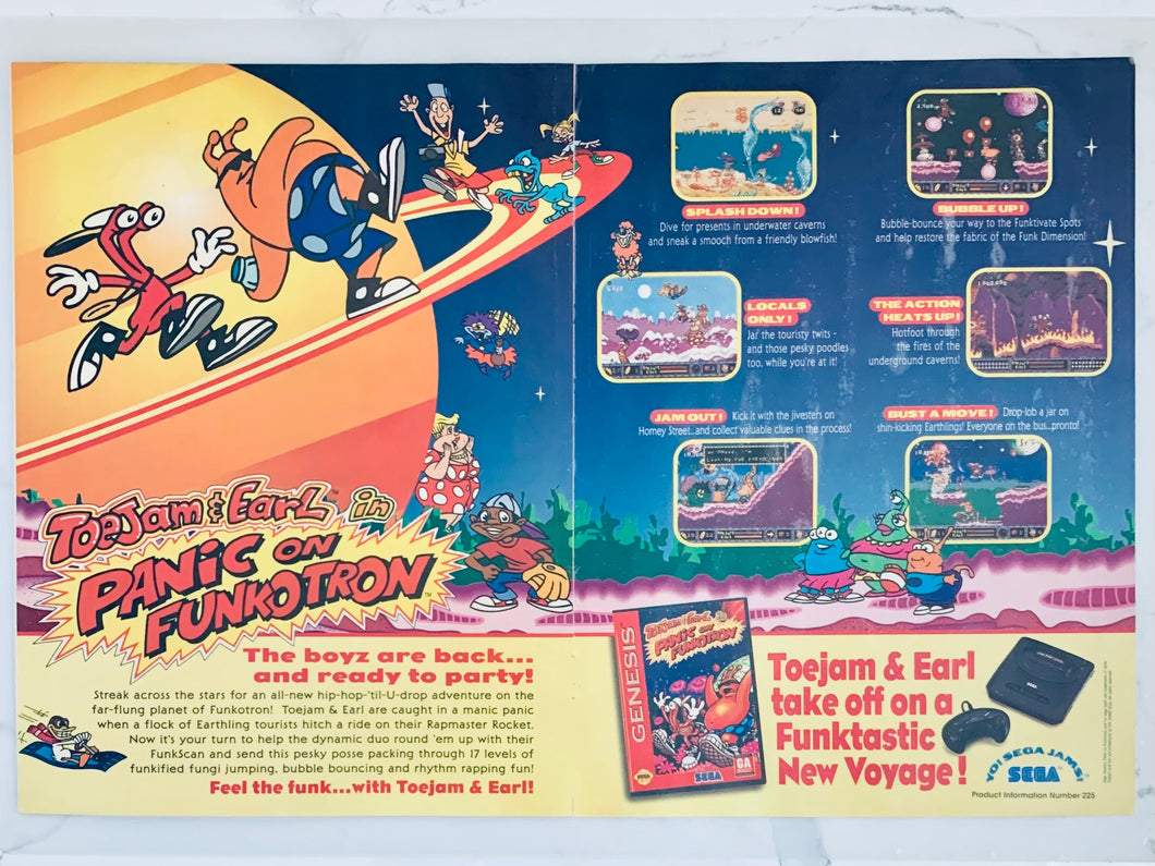 ToeJam & Earl in Panic on Funkotron - Genesis - Original Vintage Advertisement - Print Ads - Laminated A3 Poster