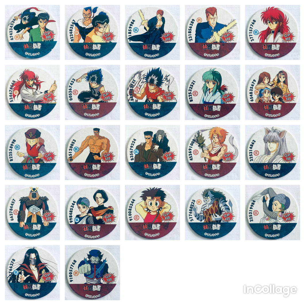 Yu Yu Hakusho - Menko Romenko - Pogs - Tazos (Set of 22)