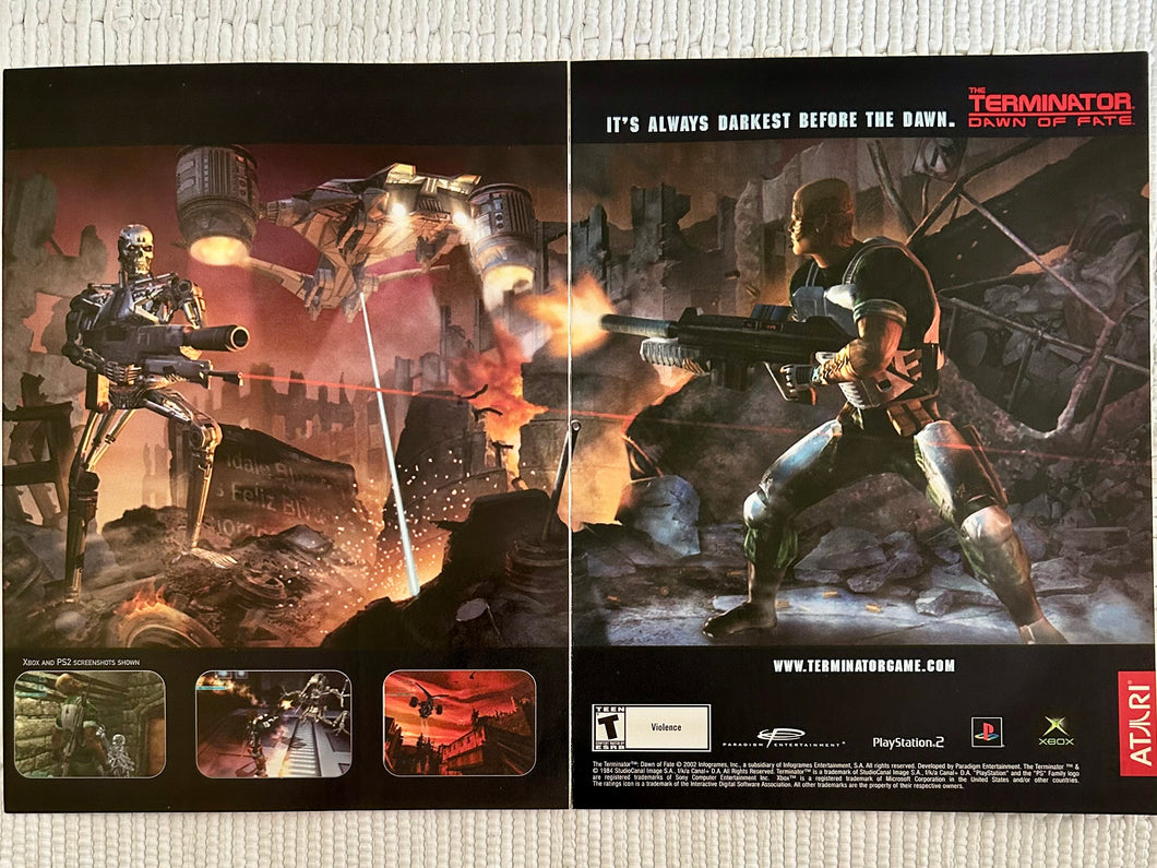 The Terminator: Dawn of Fate - PS2 Xbox - Original Vintage Advertisement - Print Ads - Laminated A3 Poster