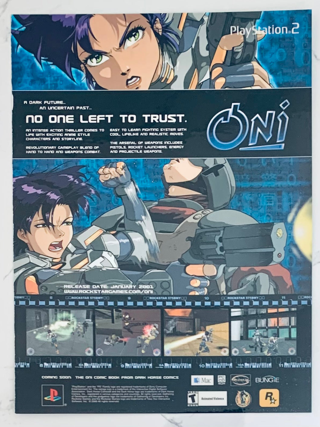 Oni - PS2 - Original Vintage Advertisement - Print Ads - Laminated A4 Poster