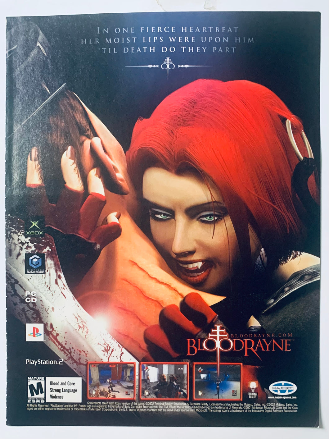 Bloodrayne - PS2 NGC Xbox PC - Original Vintage Advertisement - Print Ads - Laminated A4 Poster