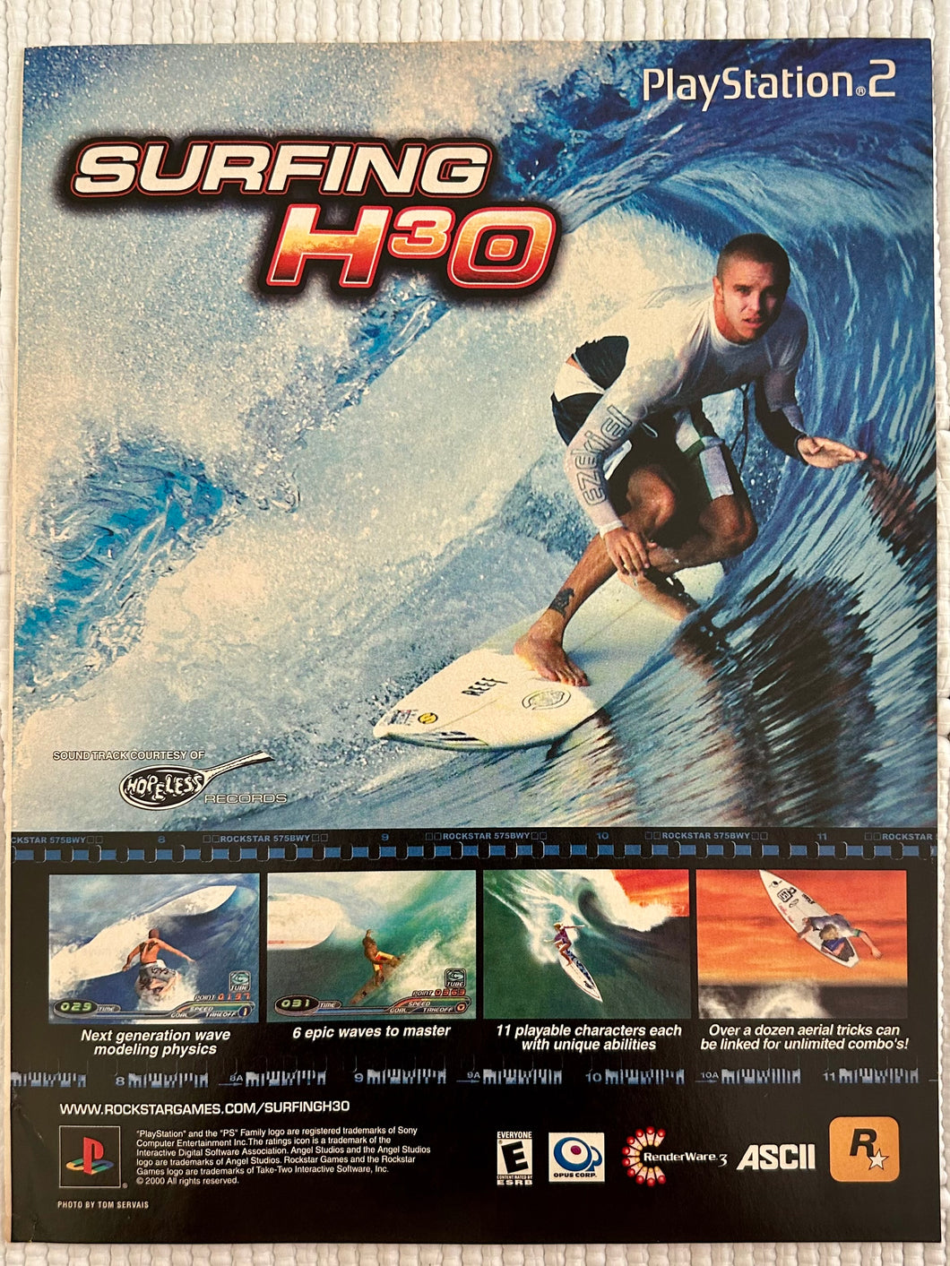 Surfing H3O - PS2 - Original Vintage Advertisement - Print Ads - Laminated A4 Poster